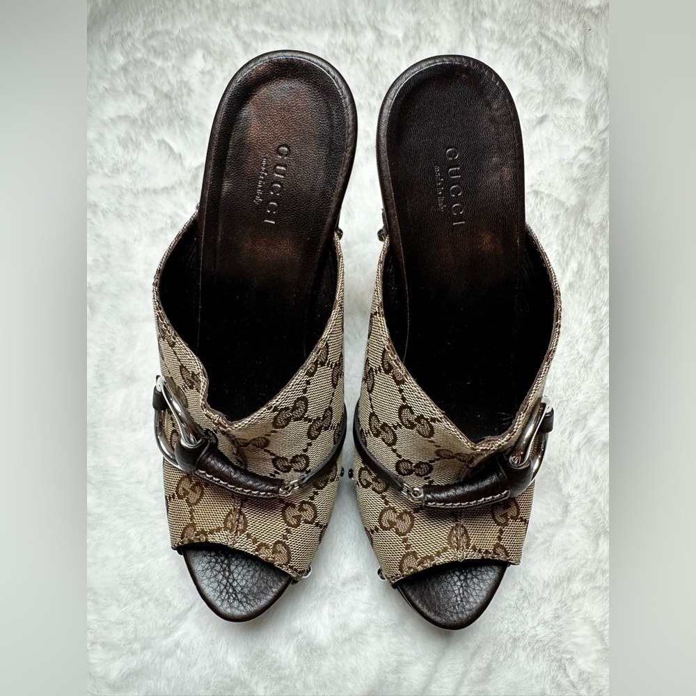 Gucci Women's Brown Monogram Mules - Picture 4 of 16